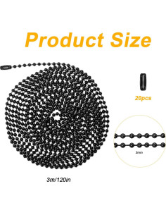 Cadena de Tirar para Ventilador de Techo Gosknor 3m Negra 2