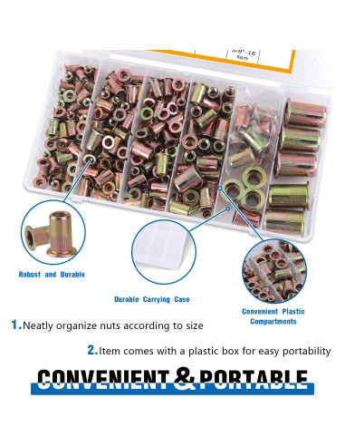 Kit de Tuercas Remachadas 400pcs JH Acero al Carbono Métrico