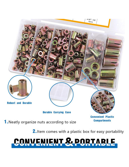 Kit de Tuercas Remachadas 400pcs JH Acero al Carbono Métrico