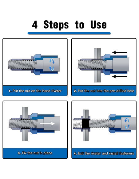 Kit de Tuercas Remachadas 400pcs JH Acero al Carbono Métrico