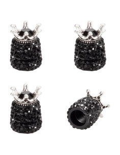 Tapa de Válvula ROSON, Paquete de 4, Cristal Cromo Negro