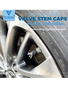 Tapa de Válvula ROSON, Paquete de 4, Cristal Cromo Negro 2