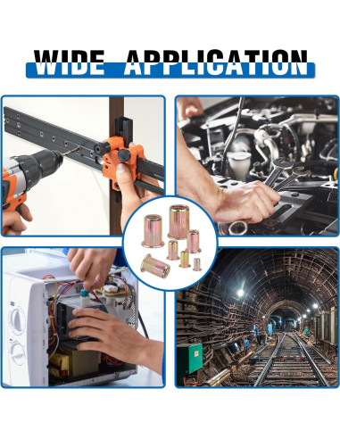 Kit de Tuercas Remachadas 400pcs JH Acero al Carbono Métrico