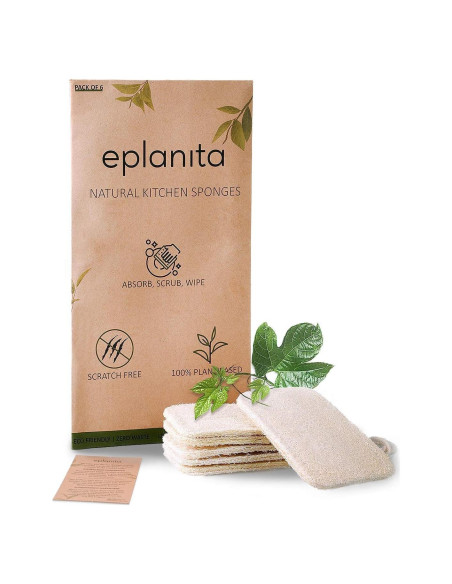Esponjas de Lavar Platos Ecológicas eplanita - 6 Unidades de Lufa Natural