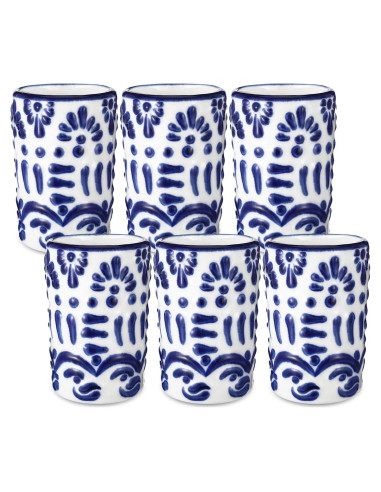 Juego de 6 Vasos de Tequila Roshtia Cerámica Azul 2 oz