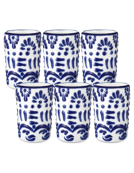 Juego de 6 Vasos de Tequila Roshtia Cerámica Azul 2 oz