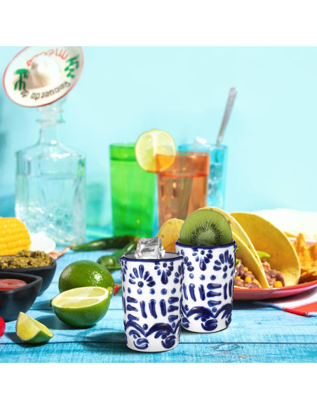 Juego de 6 Vasos de Tequila Roshtia Cerámica Azul 2 oz