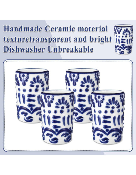 Juego de 6 Vasos de Tequila Roshtia Cerámica Azul 2 oz