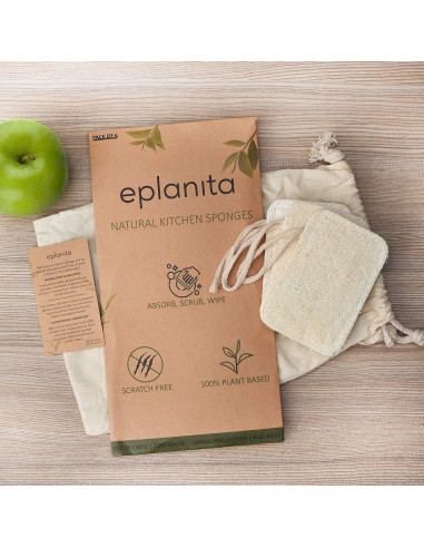 Esponjas de Lavar Platos Ecológicas eplanita - 6 Unidades de Lufa Natural