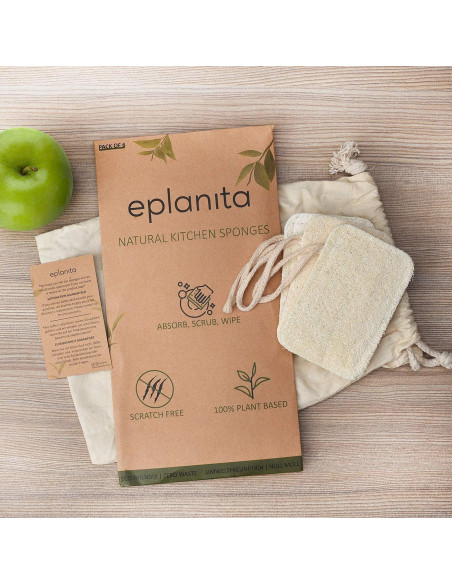 Esponjas de Lavar Platos Ecológicas eplanita - 6 Unidades de Lufa Natural