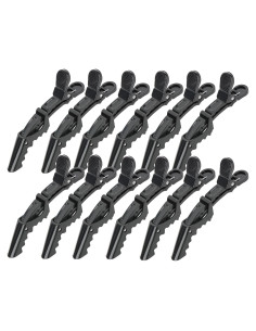 12 Clips de Pelo Negros ACO-UINT para Estilizar y Seccionar