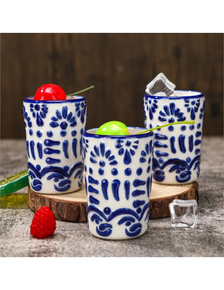 Juego de 6 Vasos de Tequila Roshtia Cerámica Azul 2 oz
