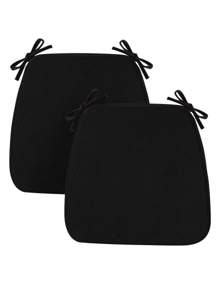 Cojines para Sillas Nobildonna 43x41 cm, Espuma con Gel, Negro, Juego de 2