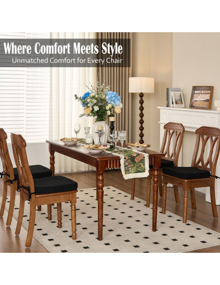 Cojines para Sillas Nobildonna 43x41 cm, Espuma con Gel, Negro, Juego de 2