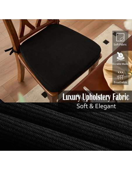 Cojines para Sillas Nobildonna 43x41 cm, Espuma con Gel, Negro, Juego de 2