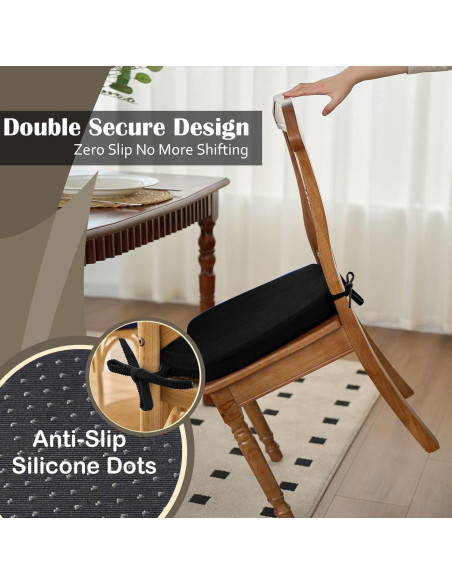 Cojines para Sillas Nobildonna 43x41 cm, Espuma con Gel, Negro, Juego de 2