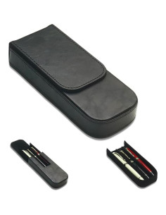 Estuche de cuero MIVLXLX para 3 bolígrafos negro 2