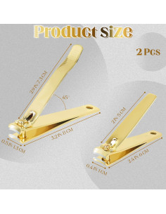 Set de Tijeras de Uñas Rocutus 2 Piezas Dorado - Cortauñas Ergonómicos 2