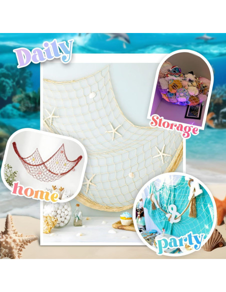 Paquete de 2 Redes de Pescado Decorativas BWEALT 200x100cm