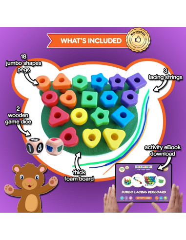 Juego de Tablero de Formas Jumbo Kids Korner - 18 Puntas y 2 Dados