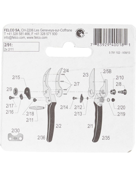 Resortes de Reemplazo Felco 291 para Podadoras - Paquete de 2