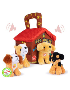 Casa de Perro de Peluche Plush Creations con 4 Cachorros Hablantes