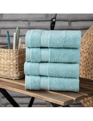 Set de Toallas de Lavado TEXTILOM 100% Algodón Aqua 4 Piezas