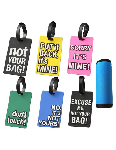 6 Etiquetas de Equipaje Brillantes OVOV - Silicona Duradera