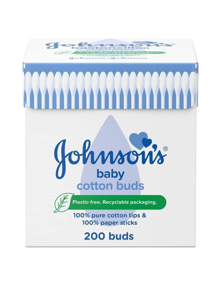 Bastones de Algodón Johnson's Baby 100% Puro - 200 Unidades
