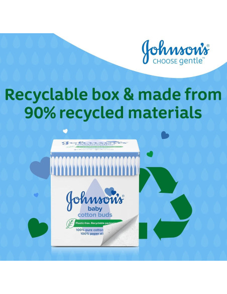 Bastones de Algodón Johnson's Baby 100% Puro - 200 Unidades