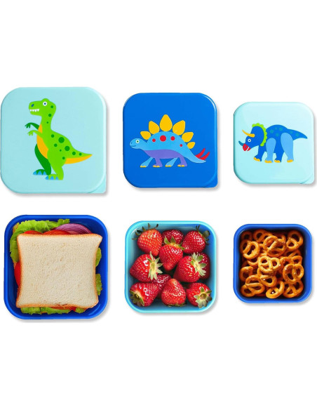 Set de 3 Contenedores de Comida Anidados Wildkin - Dinosaurios