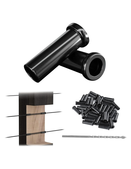 Muzata 40 Pack Protector de Cable 1/8" Acero Inoxidable Negro