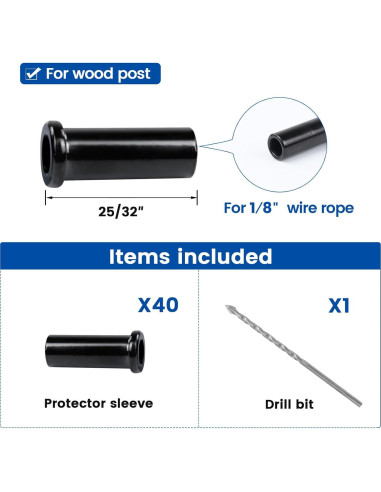 Muzata 40 Pack Protector de Cable 1/8" Acero Inoxidable Negro