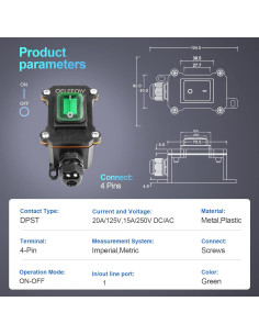 Interruptor de Palanca Impermeable Minyu Verde 20A IP66 2