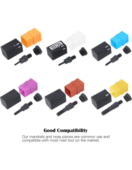 Hilitchi 6PCS Mandril de Tuerca Remachadora SAE y Métrico