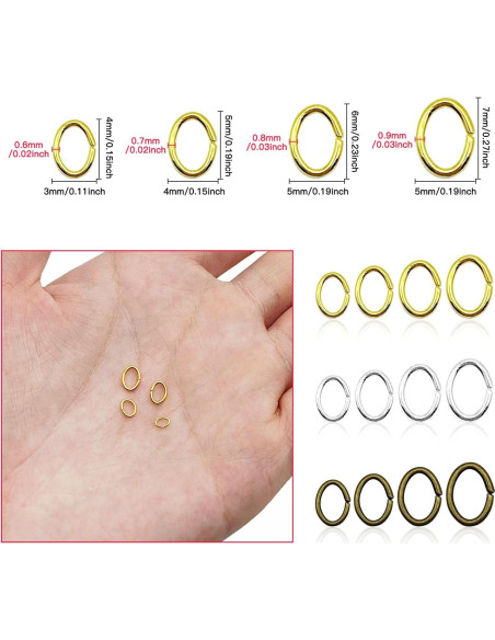 1200 Anillas de Salto Abiertas YaeYur Acero Inoxidable DIY