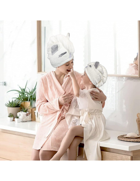 Toalla para el Cabello Microfibra SISITEN Azul y Rosa 65x25cm