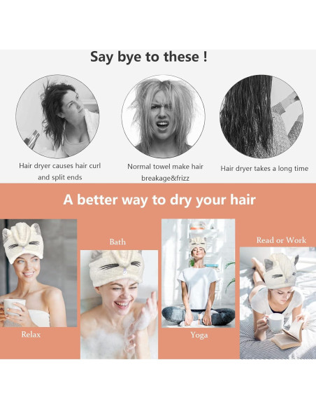 Toalla para el Cabello Microfibra SISITEN Azul y Rosa 65x25cm