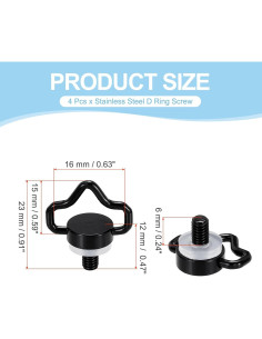 Tornillo en D Acero Inoxidable PATIKIL 4 Pcs 23 mm Negro 2