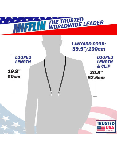 Cintas Planas Mifflin 99 cm Negras con Clips Bulldog - 10 PK