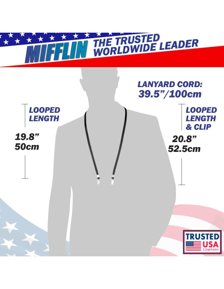 Cintas Planas Mifflin 99 cm Negras con Clips Bulldog - 10 PK