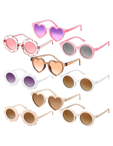 Zhengmy 9 Pares Gafas de Sol para Niños Estilo Flor y Corazón