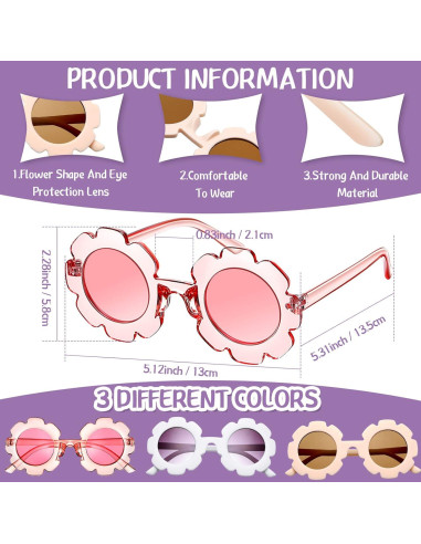 Zhengmy 9 Pares Gafas de Sol para Niños Estilo Flor y Corazón
