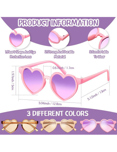 Zhengmy 9 Pares Gafas de Sol para Niños Estilo Flor y Corazón