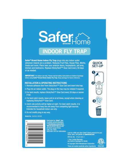Trampa para Moscas Interior Safer Home SH502-1R5SR 37 m