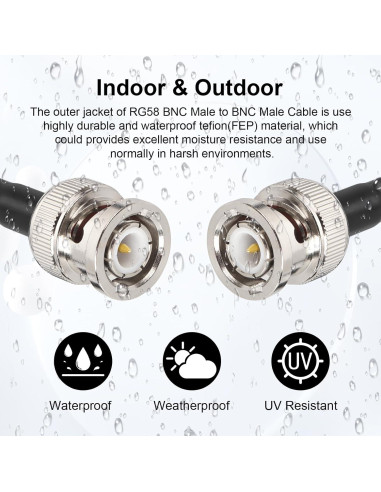 Cable Coaxial BNC Macho a Macho 0.30m 2PCS MOOKEERF RG58