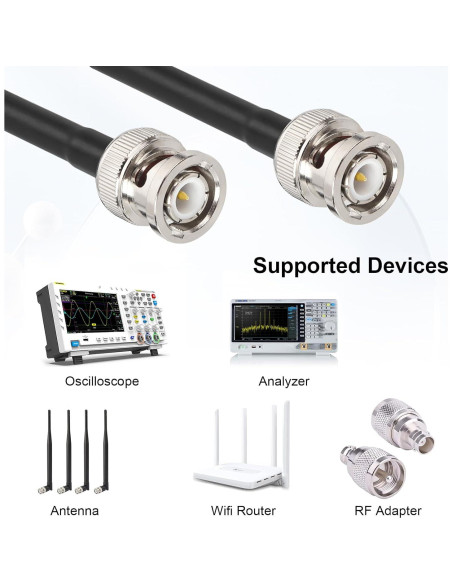 Cable Coaxial BNC Macho a Macho 0.30m 2PCS MOOKEERF RG58