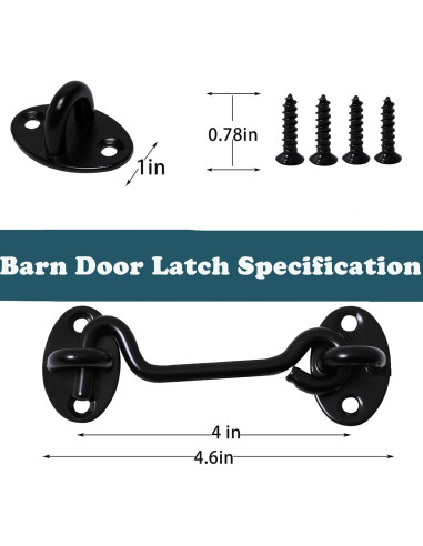 Pestillo de puerta de granero Klurent 10.16 cm metal negro