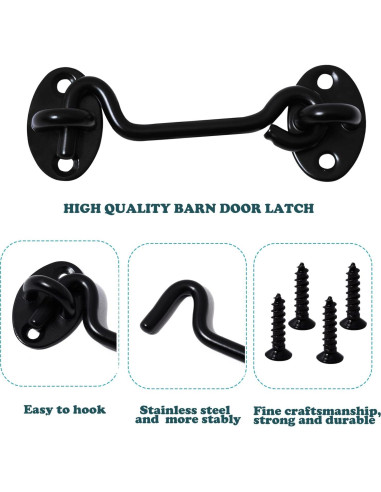 Pestillo de puerta de granero Klurent 10.16 cm metal negro