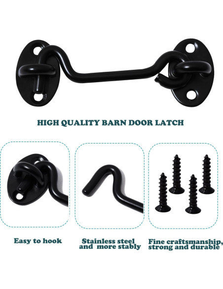 Pestillo de puerta de granero Klurent 10.16 cm metal negro